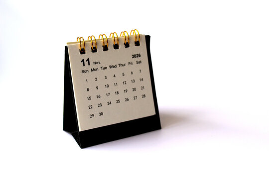 Monthly calendar template for the new year 2026 desk calendar,isolated on white background.