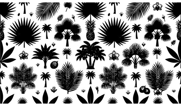 Exotic palm tree seamless vector pattern
