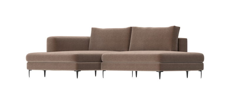 Modern sectional sofa with plush taupe fabric and sleek black legs