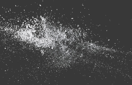 Transparent PNG of white flour powder explosion with dynamic splash burst effect and misty dust particles isolated on transparent background created for digital designs and creative projects with