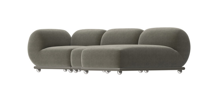 Modern modular sofa with rounded edges and sleek metal legs, perfect for contemporary living spaces