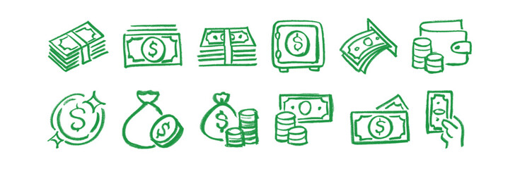 Money Icon Crayon Chalk Drawing Doodle Vector © Grunge Designs