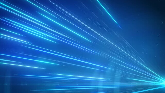 Abstract Blue Light Speed Streaks Motion Background. Futuristic  Energy Beams Motion Graphic.