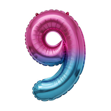 Colorful stylized number nine icon design