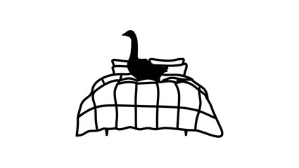 Luxurious white goose feather and down blanket, black isolated vector silhouette © OMIA