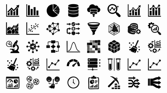 Data Analytics and Science Icons Set - Technology and Business Concepts