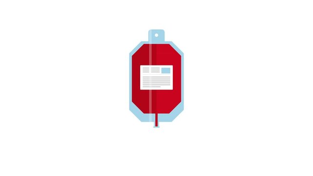 Medical blood bag donate dripping a single drop animation