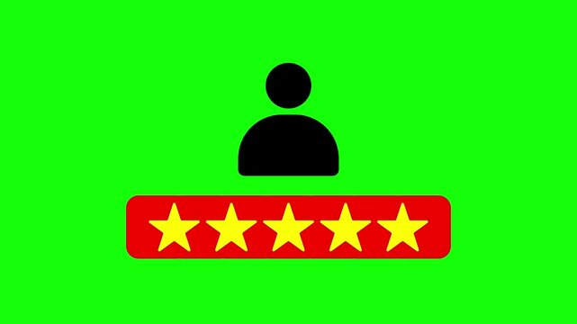 5 Star Customer Review and User Rating Animation on Green Screen. 4 Animated Video