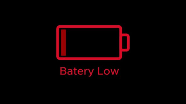 Mobile phone battery fast charging animation with alpha channel, abstract low battery charg status indicator animation in futuristic glowing polygonal style, digital battery charge 4k animation. 