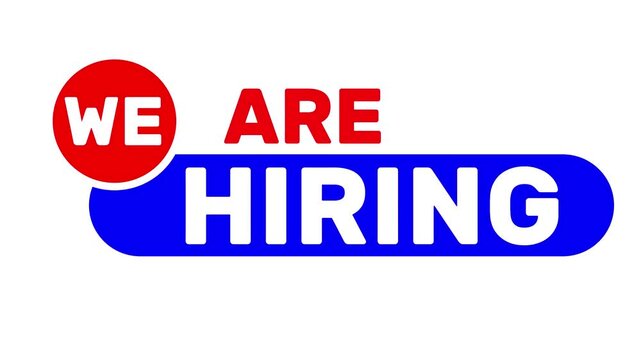 We Are Hiring Badge Label Sign Recruitment Job Vacancy Announcement Business HR Animation 4K.