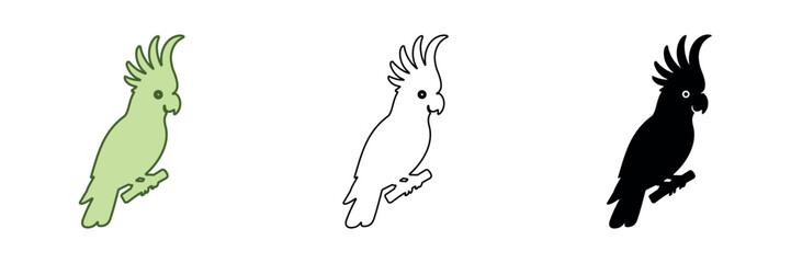 Stylish illustrations of a cockatoo in varied colors and styles © Ophelia