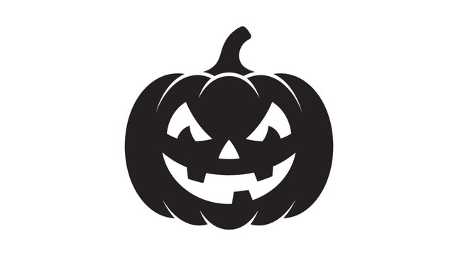 Halloween pumpkin, jack-o'-lantern face, black silhouette, spooky icon, vector graphic Vector