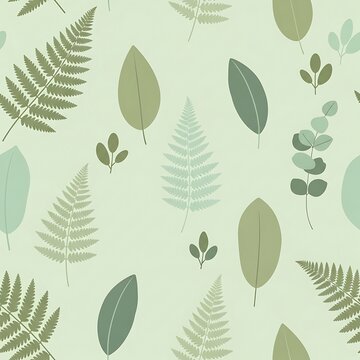 Minimalist botanical leaf and fern pattern design.