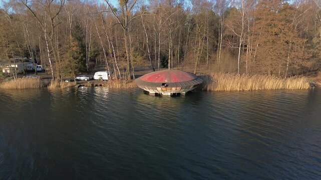 Abandoned restaurant on the lake pogoria I in Dąbrowa