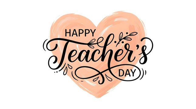 Happy teachers day greeting card with heart design