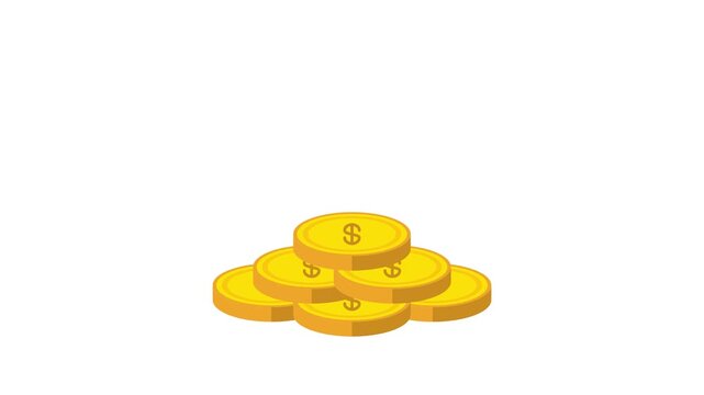 Gold dollar coins stacking up to show financial wealth growth