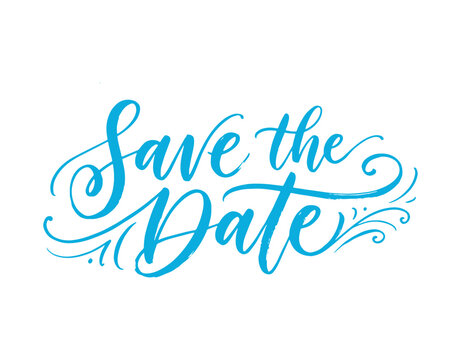 Brush lettering done by hand. Modern calligraphy ink writing. Save the date. Stylish script for embellishing wedding invites. Vector illustration.

