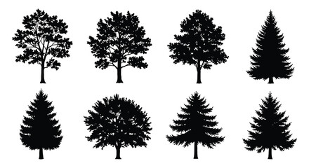 Tree silhouettes collection black shapes on a white background © Sonia512