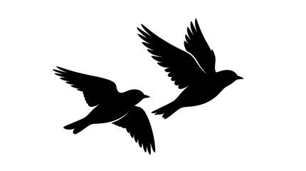 Naklejka premium Black bird silhouettes, flying birds, avian icons, vector graphics