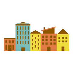 Fototapeta premium Colorful Flat City Skyline Illustration