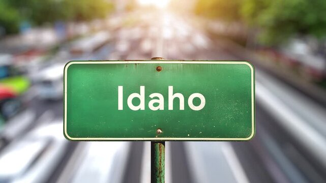 Green highway road signs for the USA, indicating official state border crossings. Welcome to United states of America