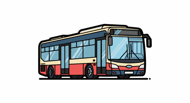 Red and beige public city bus.