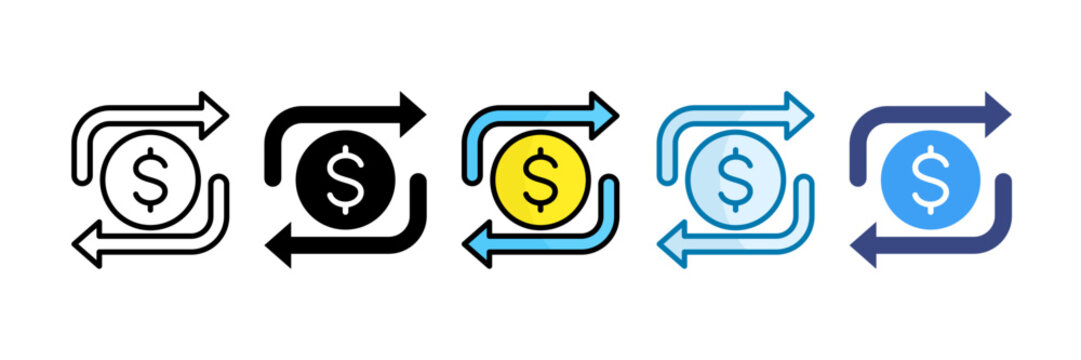 Cashflow Icon Set Multiple Style Collection