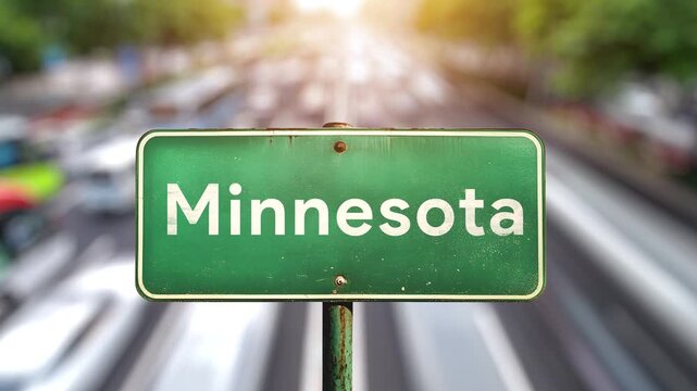 Green highway road signs for the USA, indicating official state border crossings. Welcome to United states of America