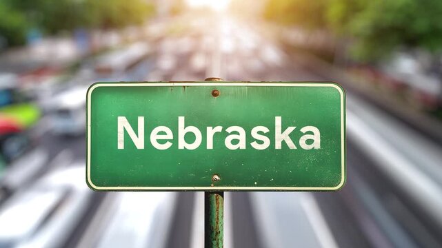Green highway road signs for the USA, indicating official state border crossings. Welcome to United states of America