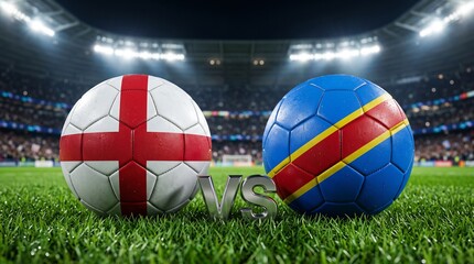 Obraz premium International Football Championship Faceoff Between England and Democratic Republic of the Congo