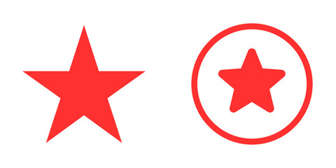 Red star icon and star in circle isolated on transparent background © MstLima