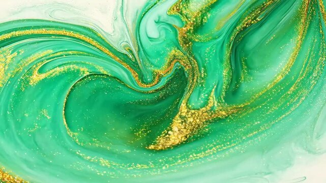 Abstract swirling green and gold patterns