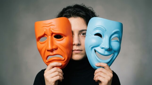 Person Holding Drama Masks for Mental Health