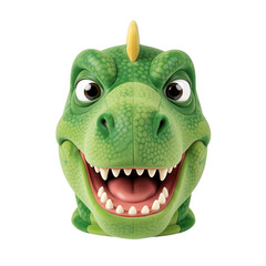 Fototapeta premium Green Cartoon Dinosaur Head Isolated