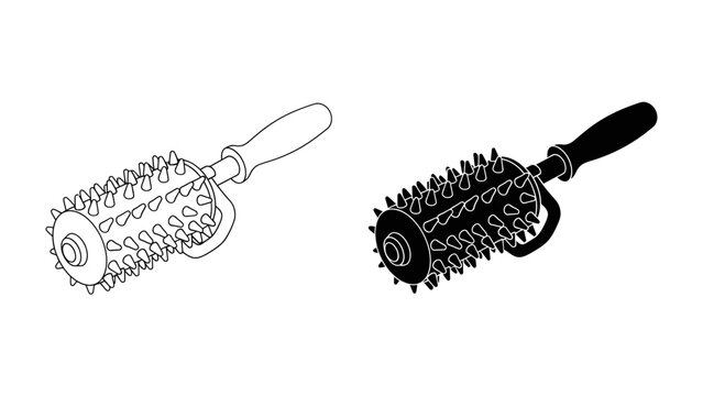 Dough Docker Tool: A kitchen utensil designed to create small holes in dough, preventing puffing during baking. Features a handle and a spiked roller.