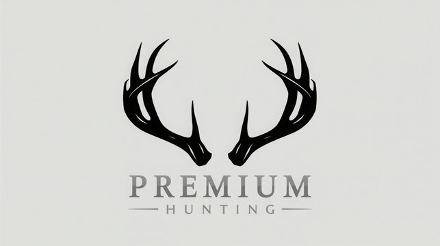 Antlers of a deer are depicted in a sharp minimalist logo design suitable for outdoor equipment.
