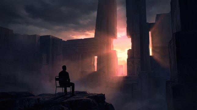 Lonely Figure in Dark City