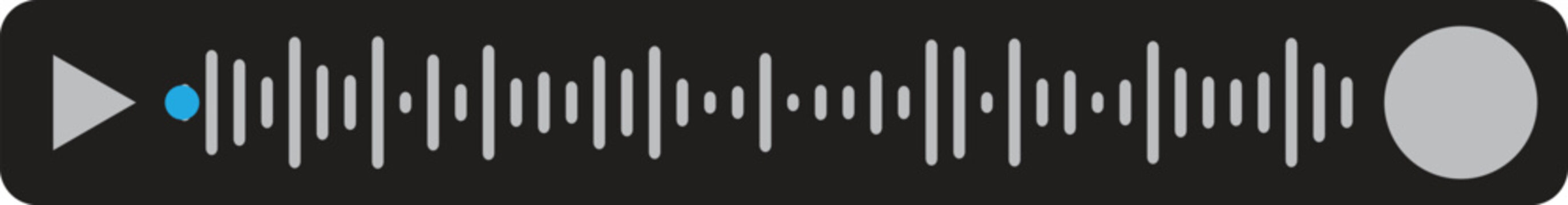 Voice message user interface bubble with sound wave and play button, modern minimalist audio player vector icon, soundwave player, messenger chat, audio wave icon