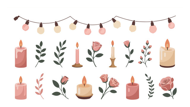 Of pink roses and leaves with decorative borders leaf