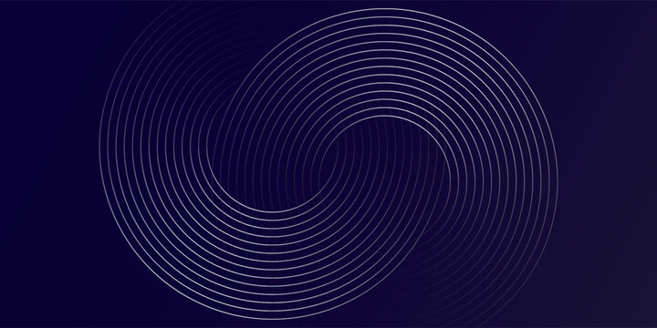 Abstract dark navy blue background with geometric concentric circular lines.