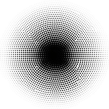 Grunge Halftone Texture with Black Dots on White in Circular Fade Pattern