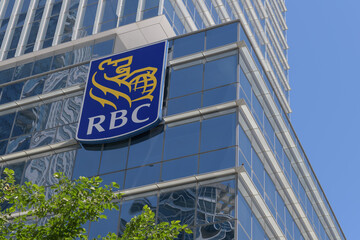 Obraz premium corporate logo sign on the exterior of RBC Water Park Place, 88 Queens Quay W, Toronto