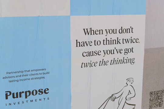 wheatpaste street posters in Toronto (Purpose Investments)