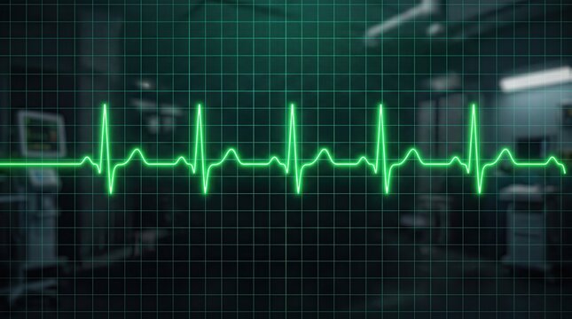Medical heart rate ecg monitor display with healthcare hospital technology