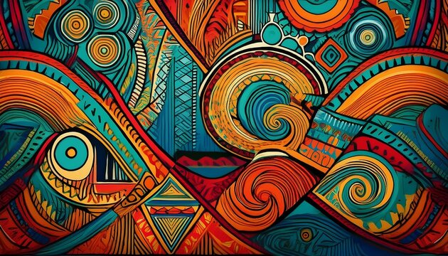 colorful background with indigenous patterns culture concept generative ai