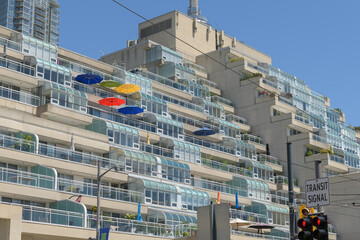 Obraz premium exterior of King's Landing, Walter Carsen Centre, the National Ballet of Canada, designed by Arthur Erickson, in a postmodern style, located at 470 Queens Quay W, Toronto