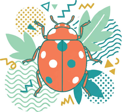 Colorful Ladybug Insect Macro Closeup.