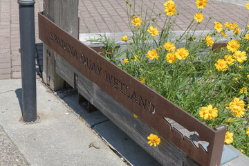 Obraz premium laser-cut plate metal sign at Spadina Quay Wetland located at 441 Queens Quay W, Toronto