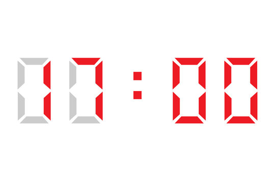 red digital clock showing 17:00 on a white background