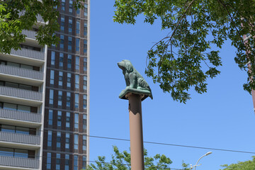 Obraz premium bronze sculpture of a dog on a column (from the series 